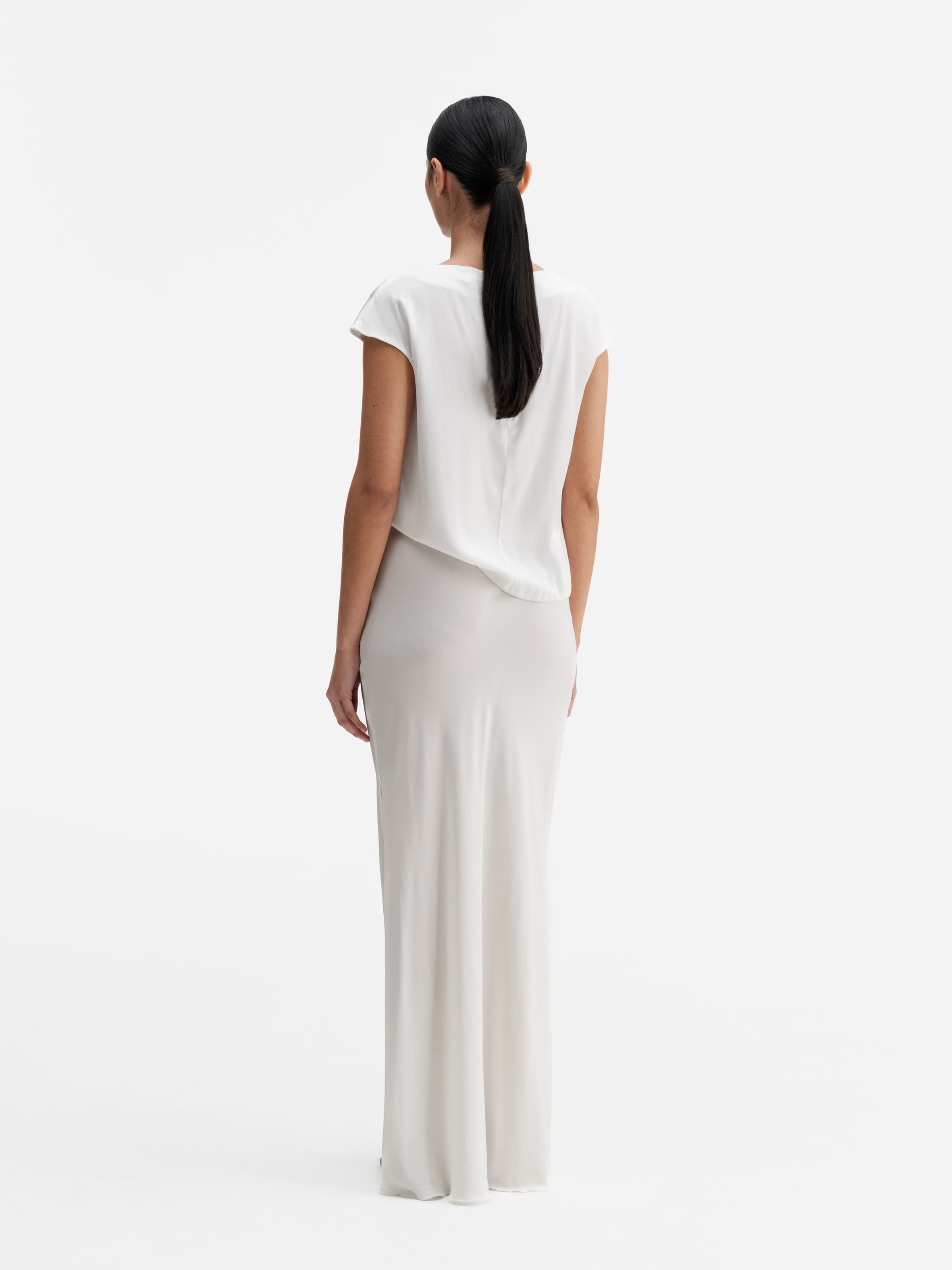 Back view of Ahlvar Gallery Yui silk top white