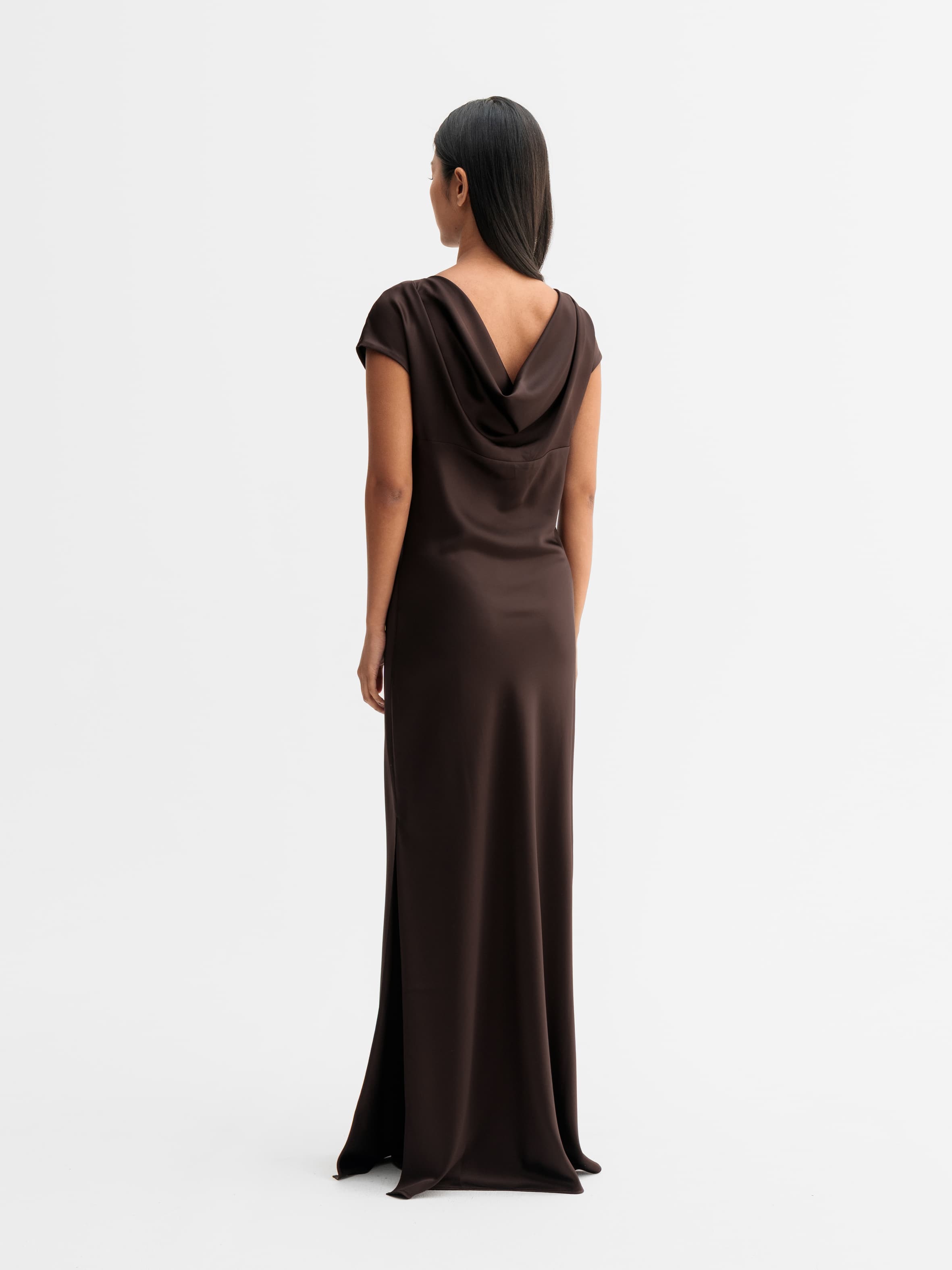 Yuni satin dress dark brown