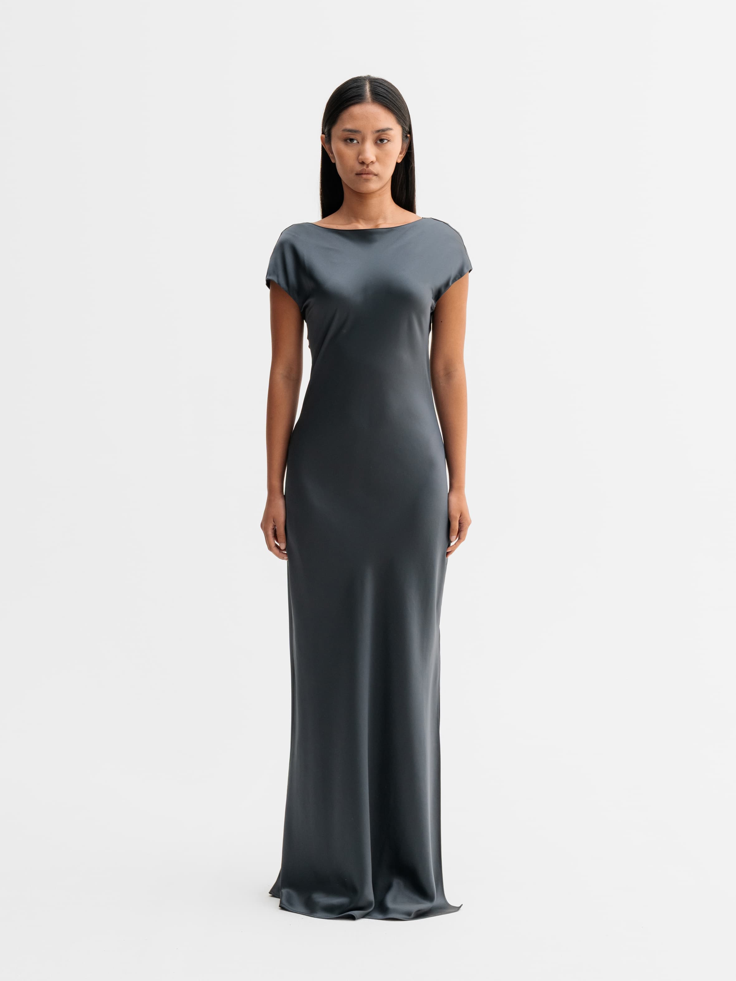 Yuni satin dress dark grey