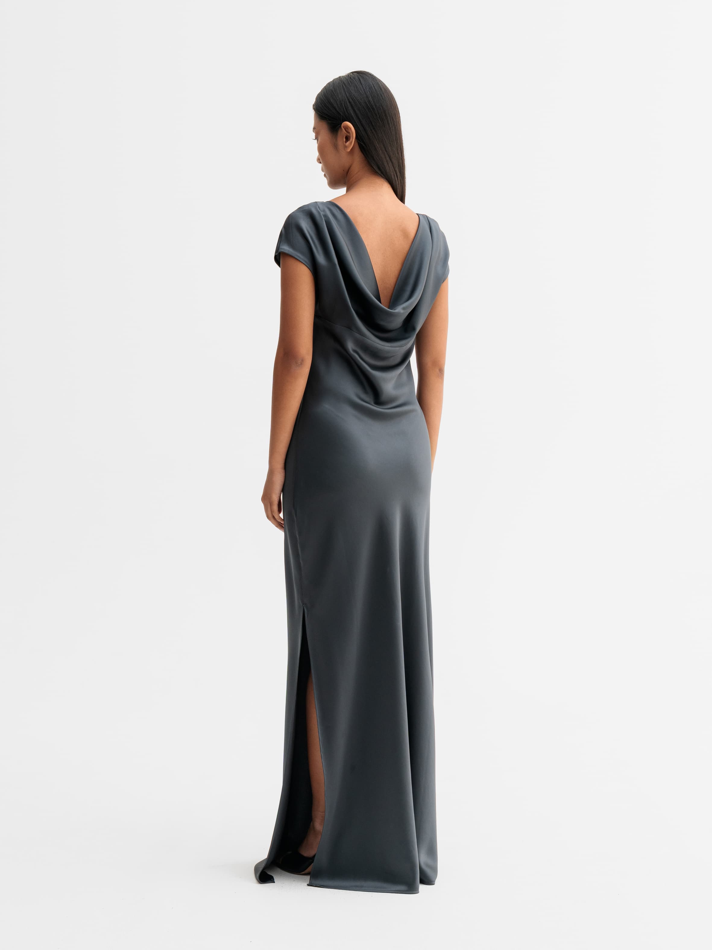 Yuni satin dress dark grey