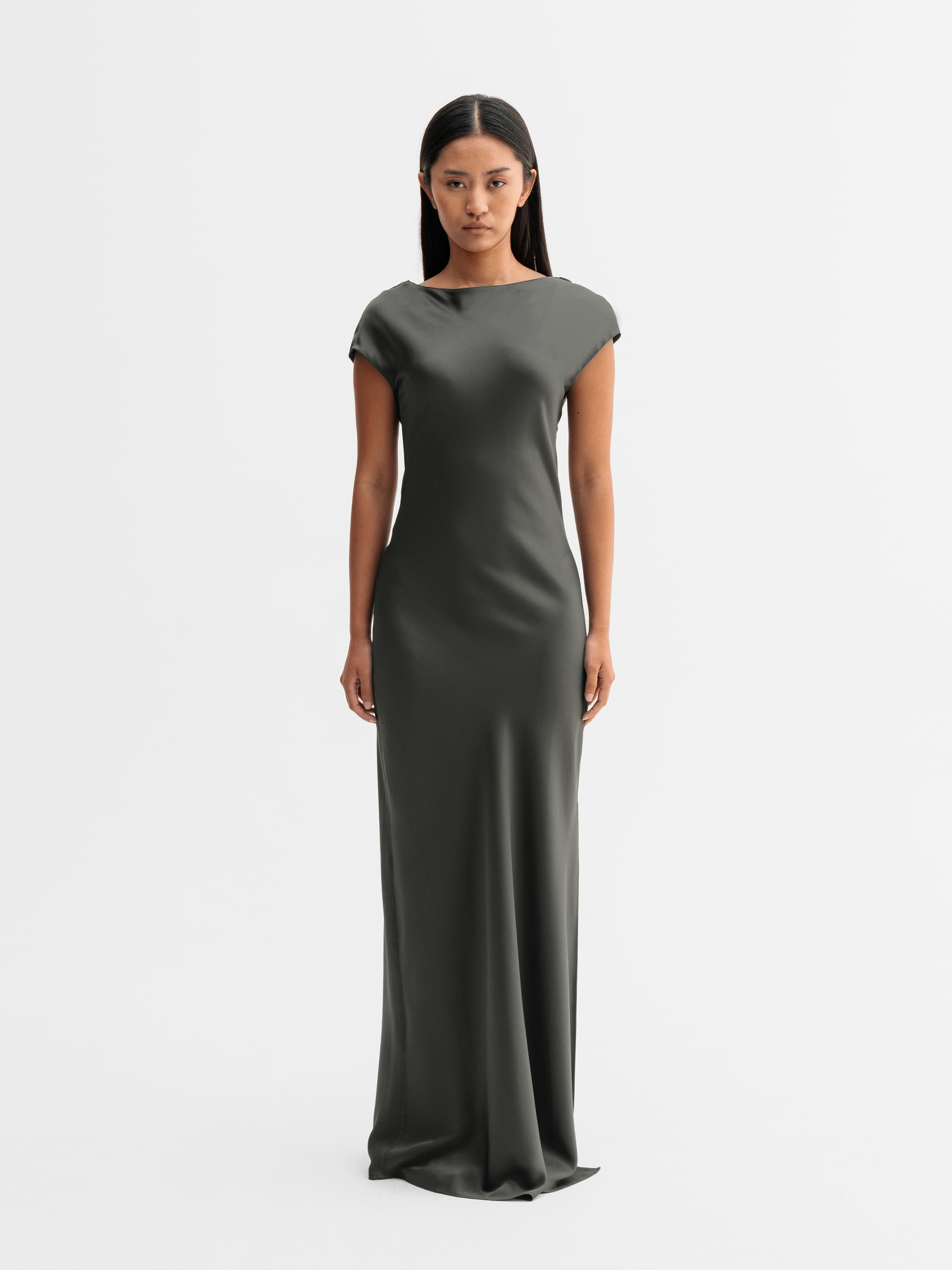 Yuni satin dress wood