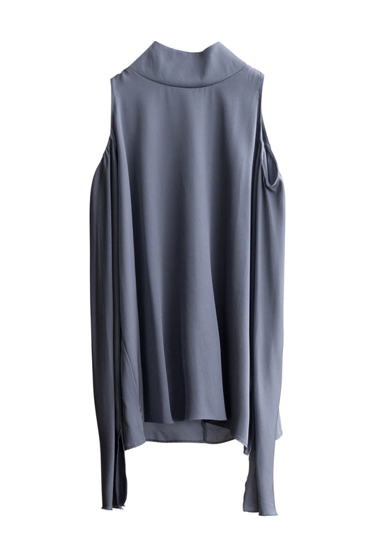 Yuri silk blouse steel blue