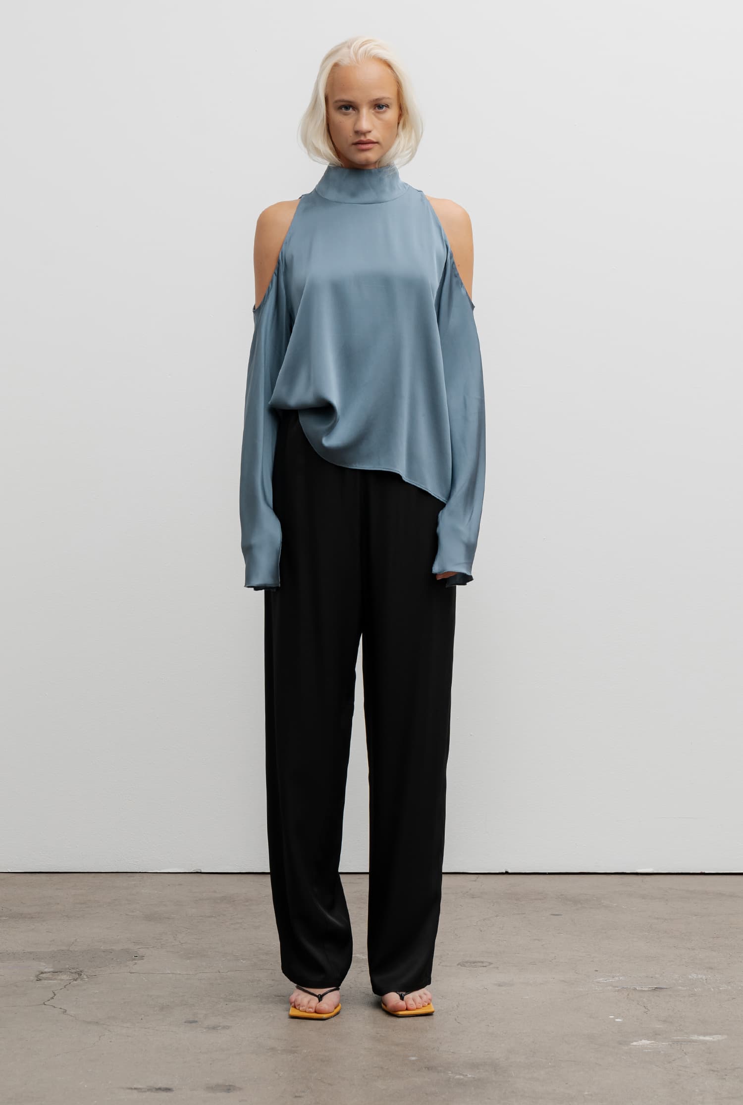 Yuri silk blouse steel blue