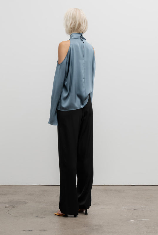 Yuri silk blouse steel blue