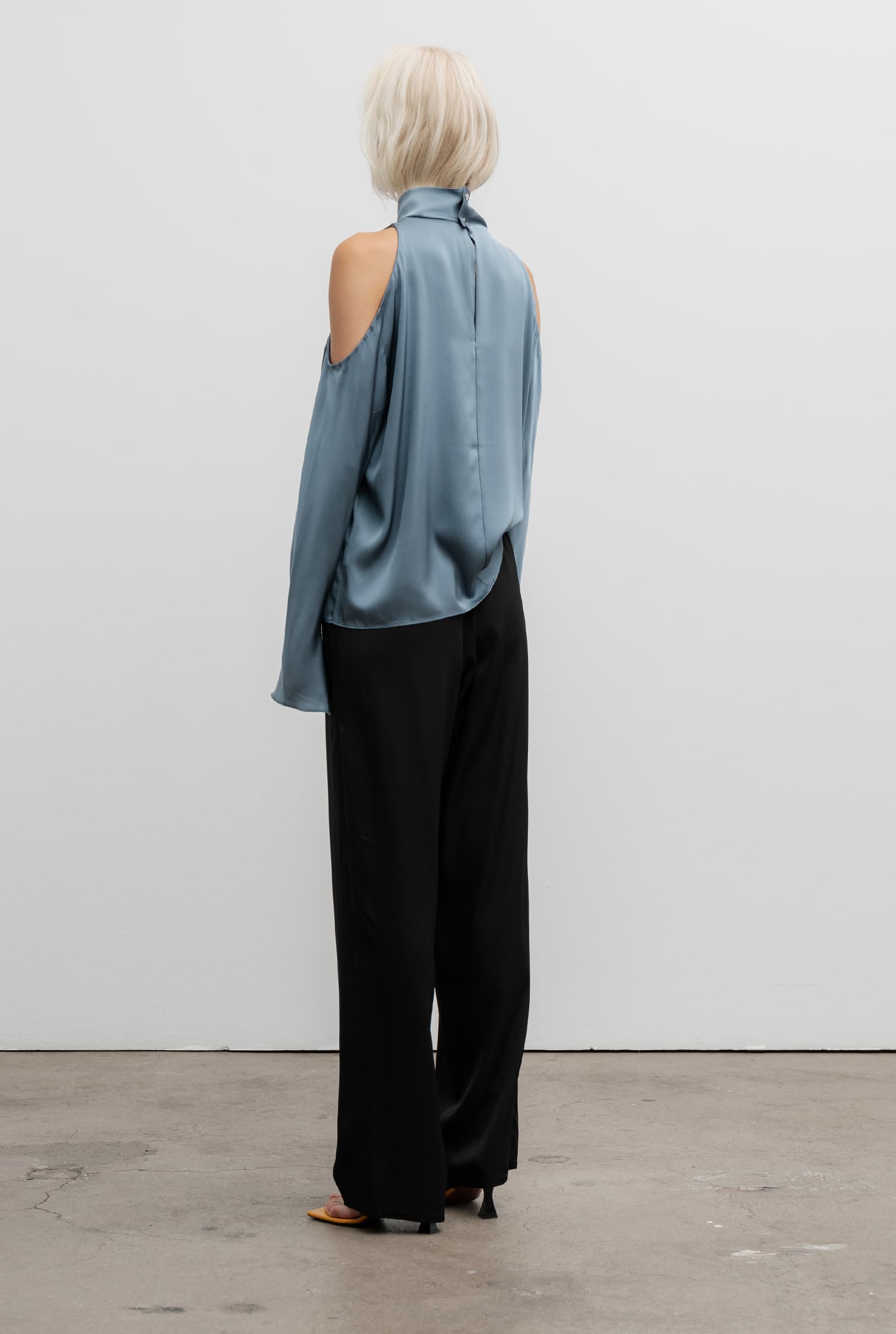 Yuri silk blouse steel blue
