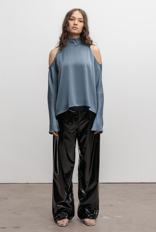 Yuri silk blouse steel blue