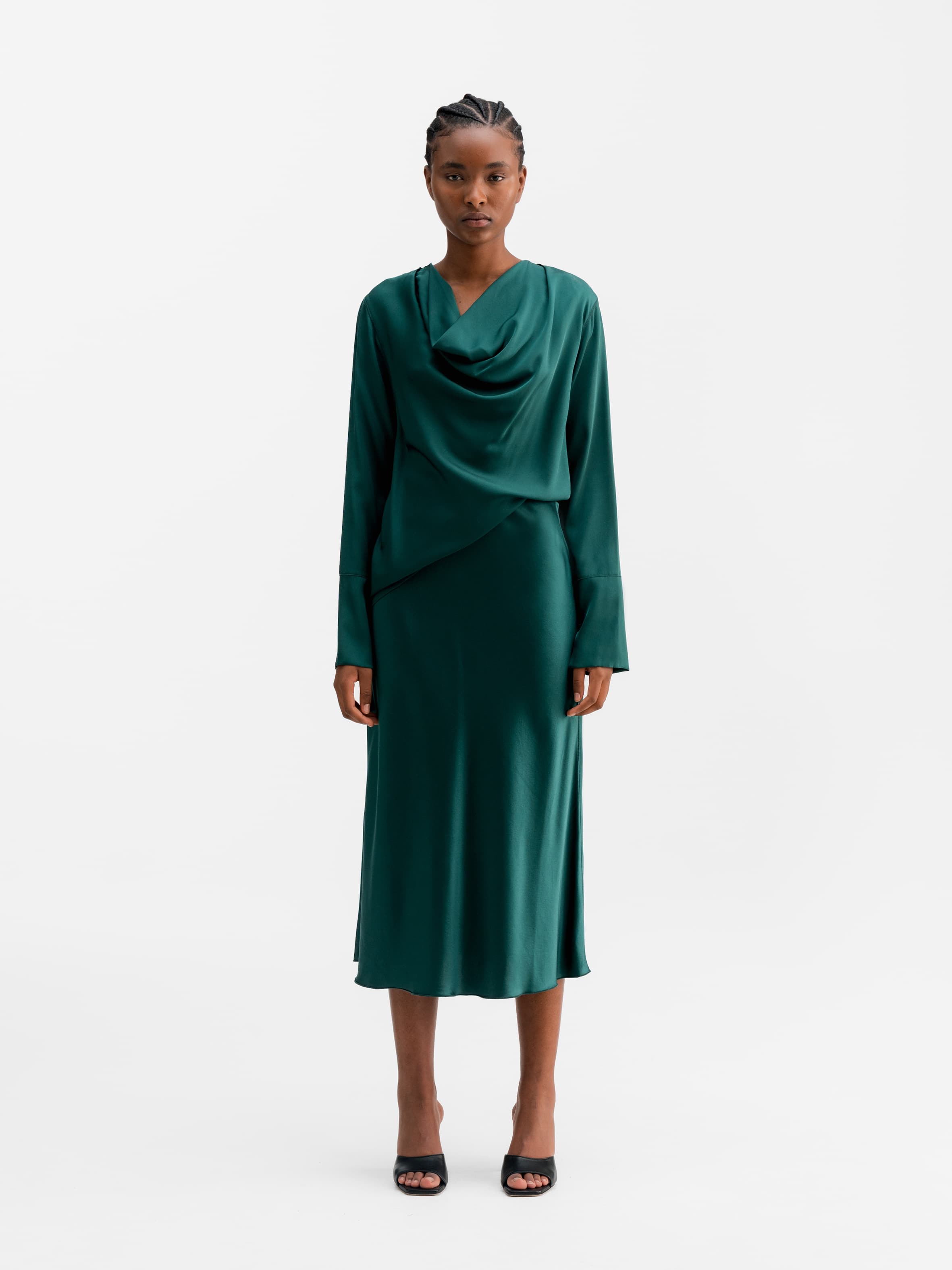 Zia silk blouse dark emerald