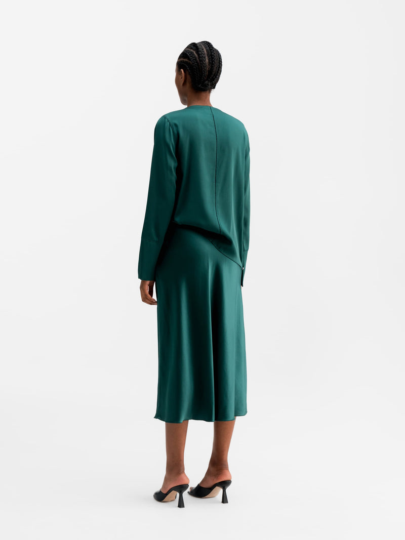 Zia silk blouse dark emerald