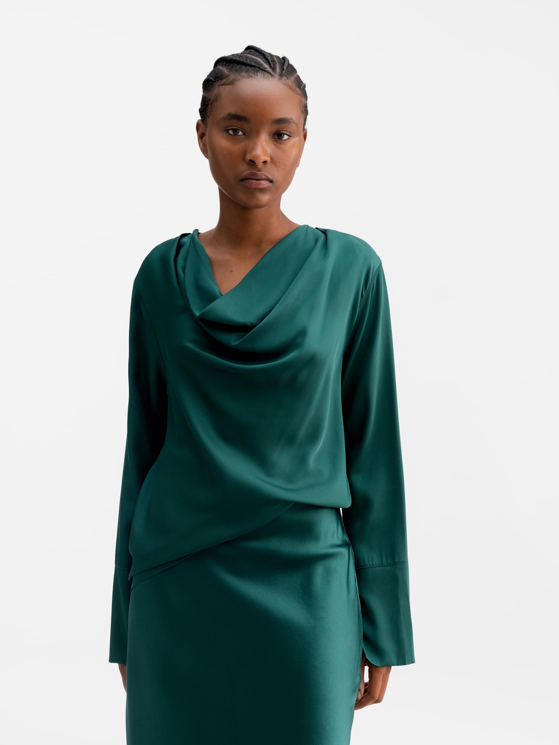 Zia silk blouse dark emerald