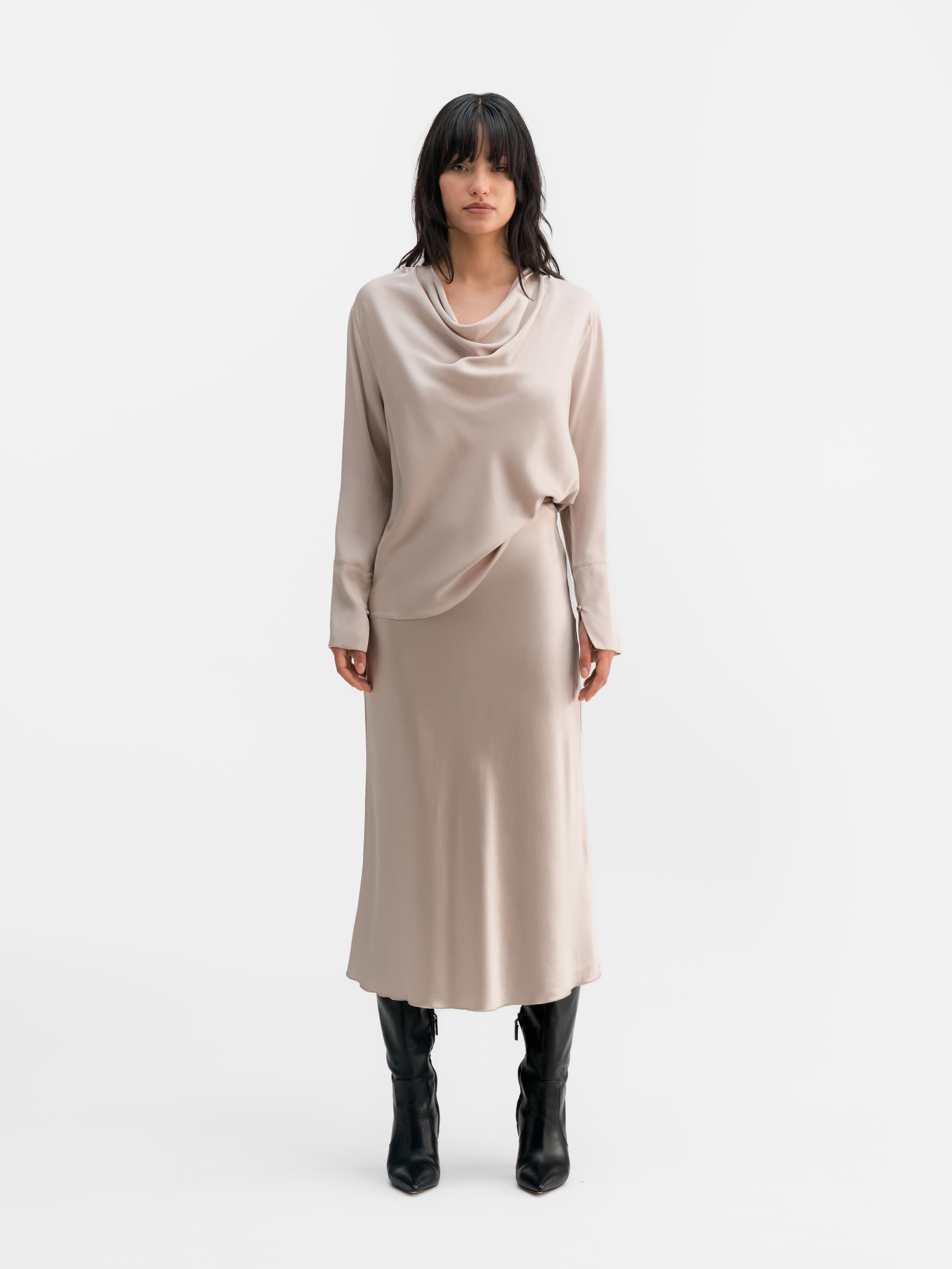 Zia silk blouse greige