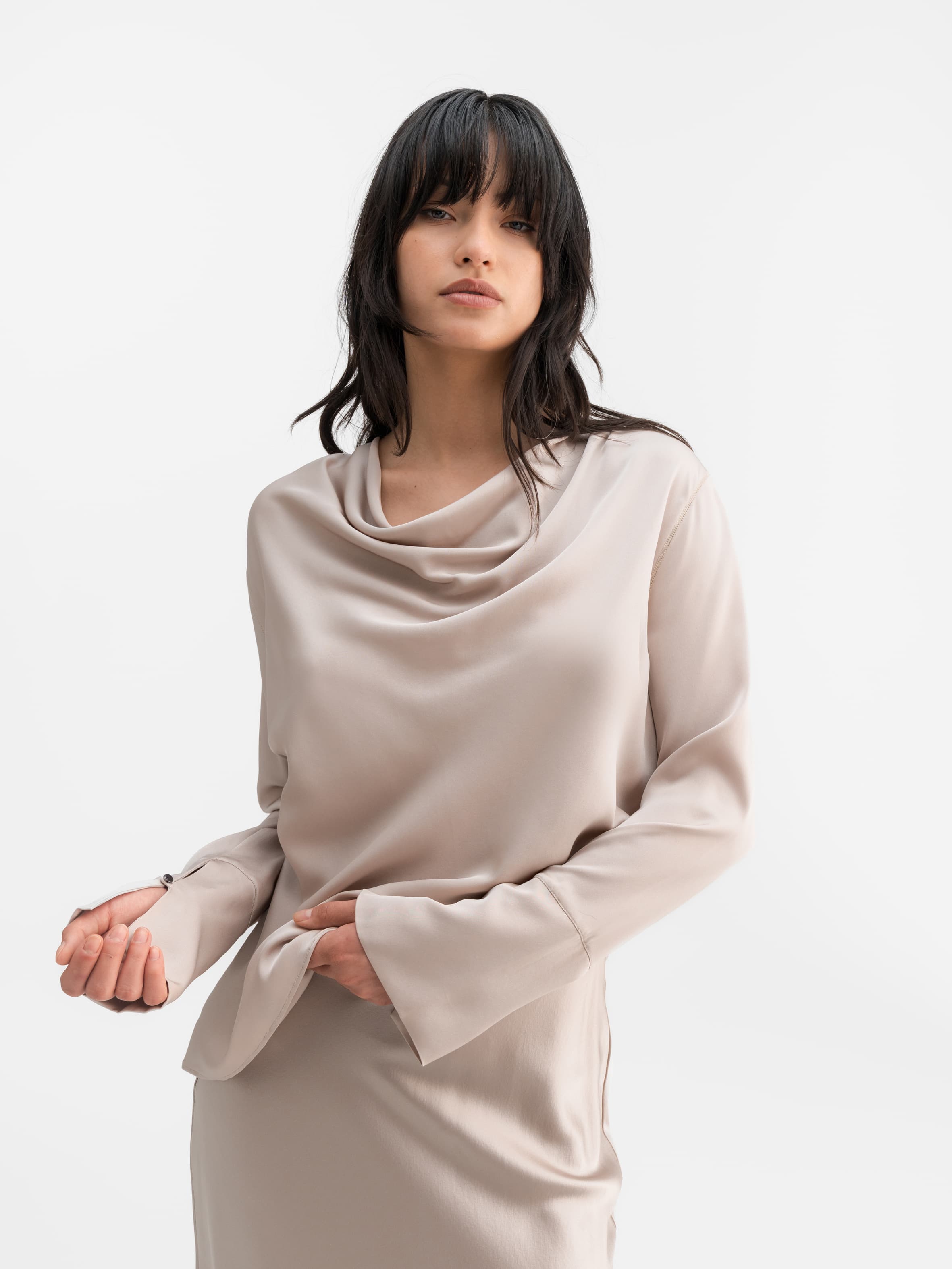 Zia silk blouse greige