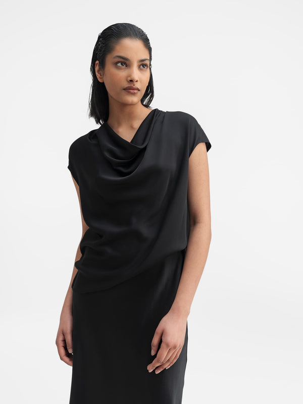 Zia silk top black