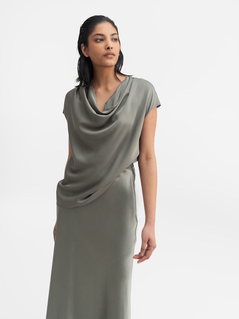 Zia silk top light military