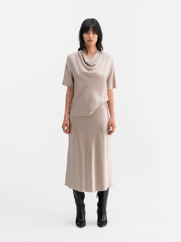 Zia silk tee greige