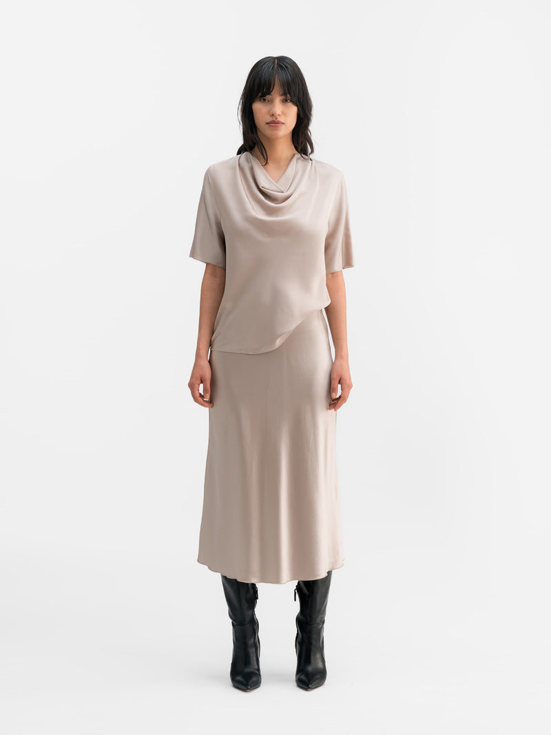 Zia silk tee greige