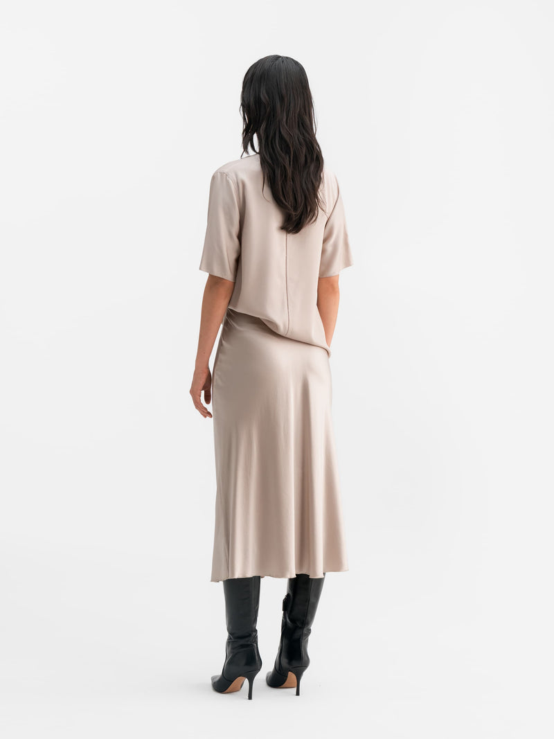 Zia silk tee greige