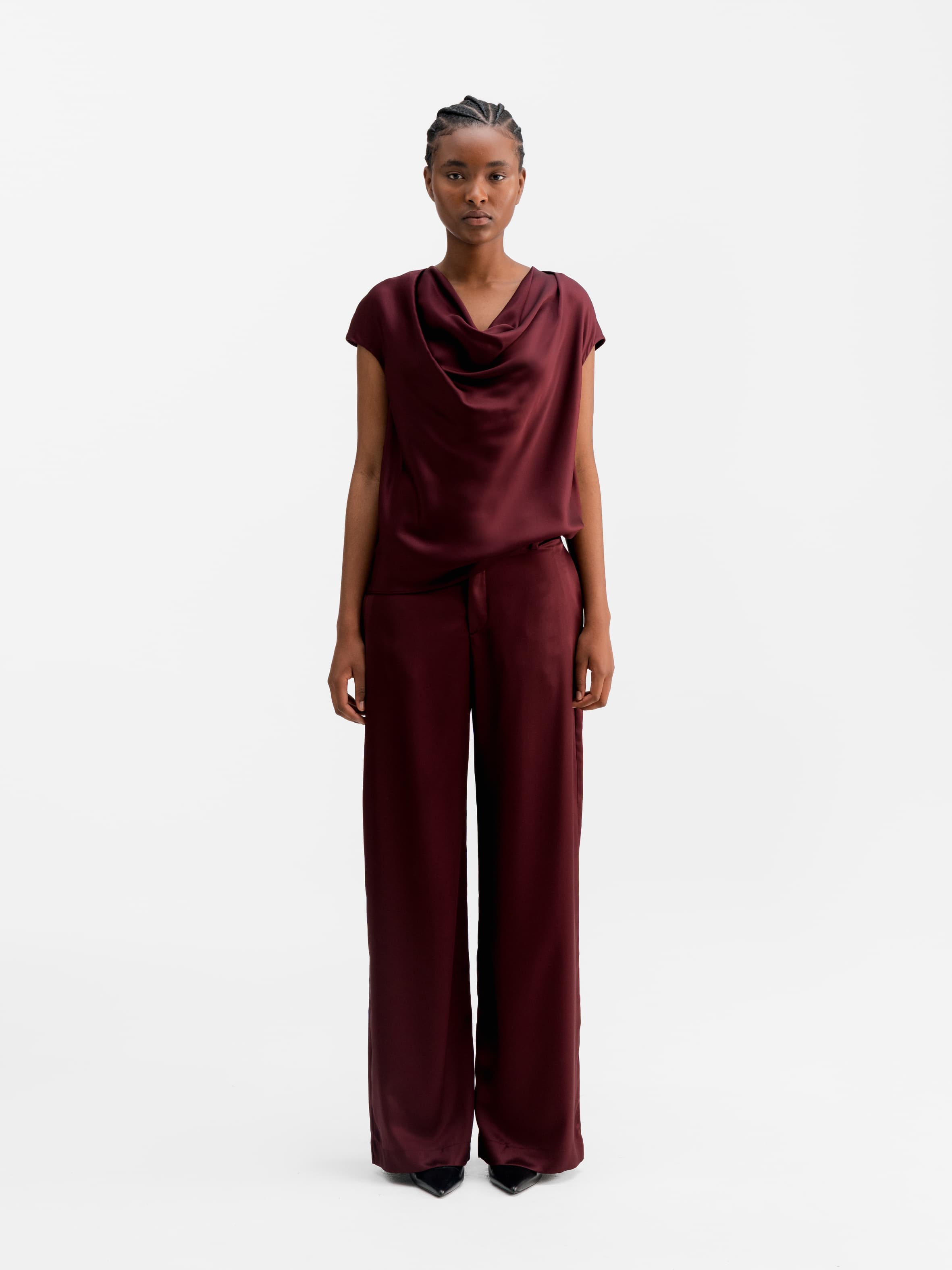 Zia satin top burgundy