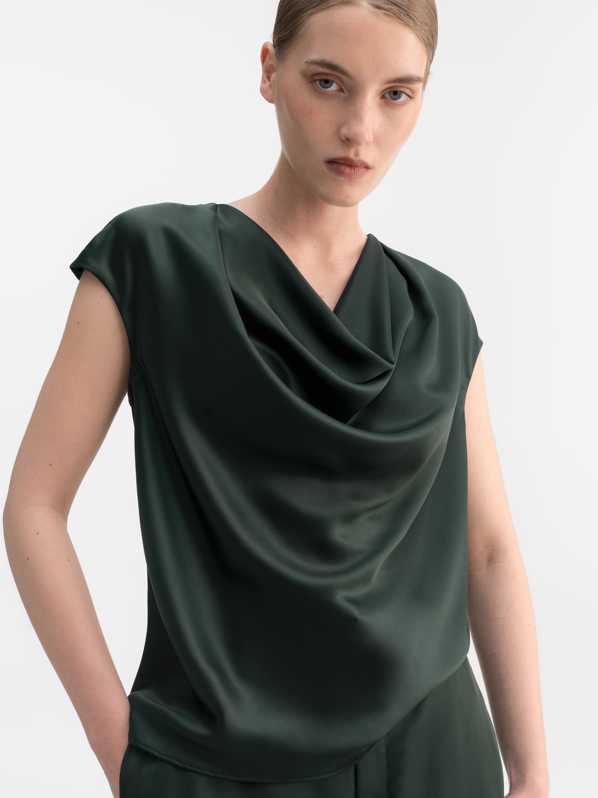 Zia satin top deep forest