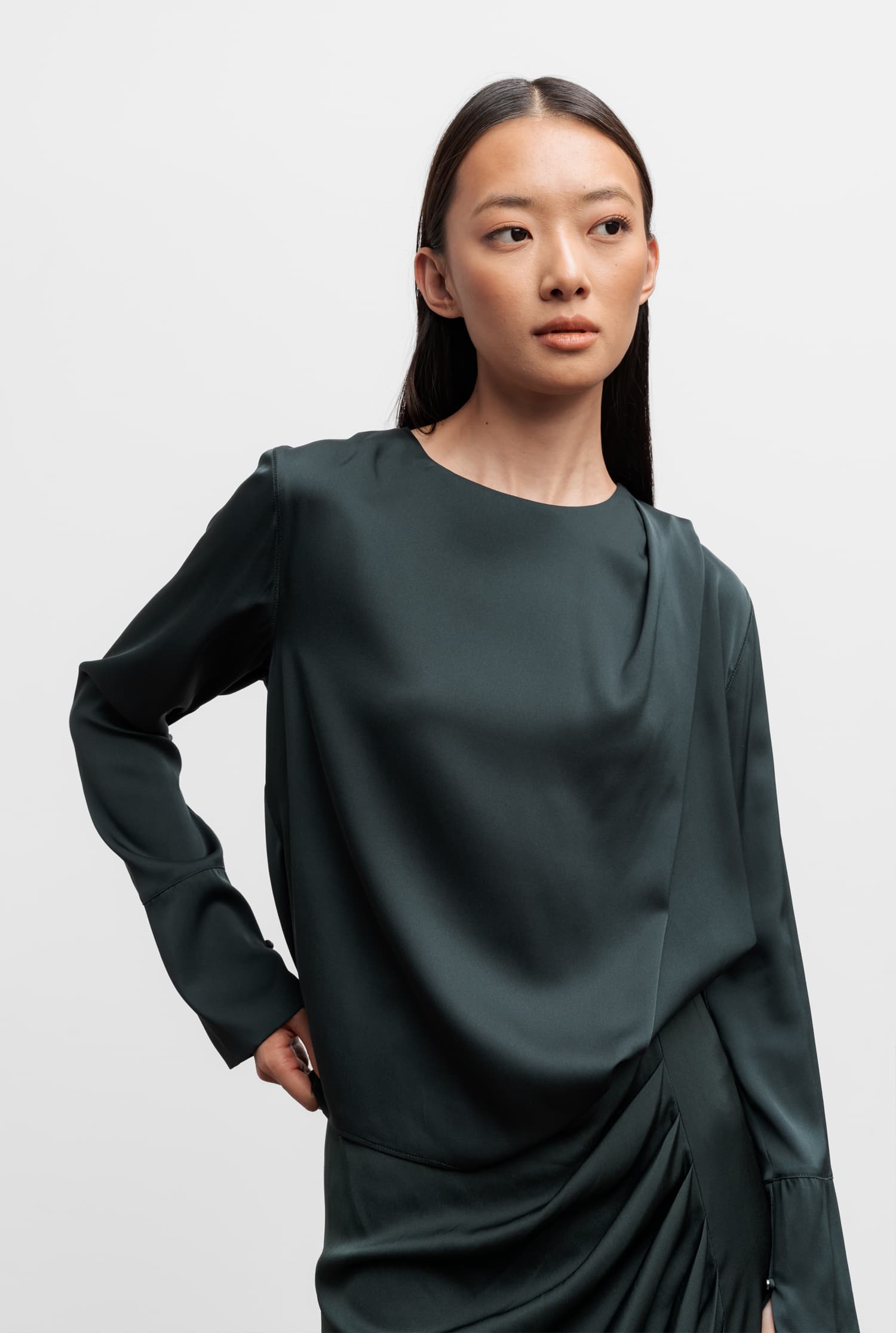 Zuri silk blouse deep forest