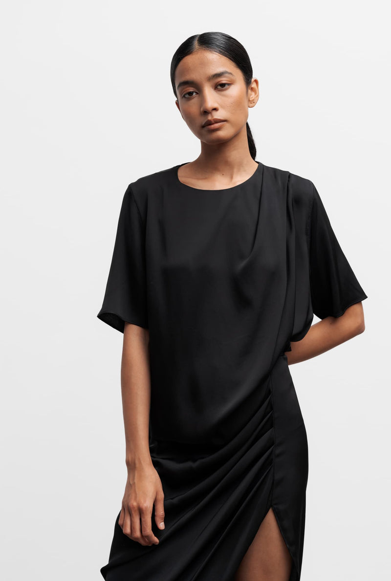 Zuri silk tee black