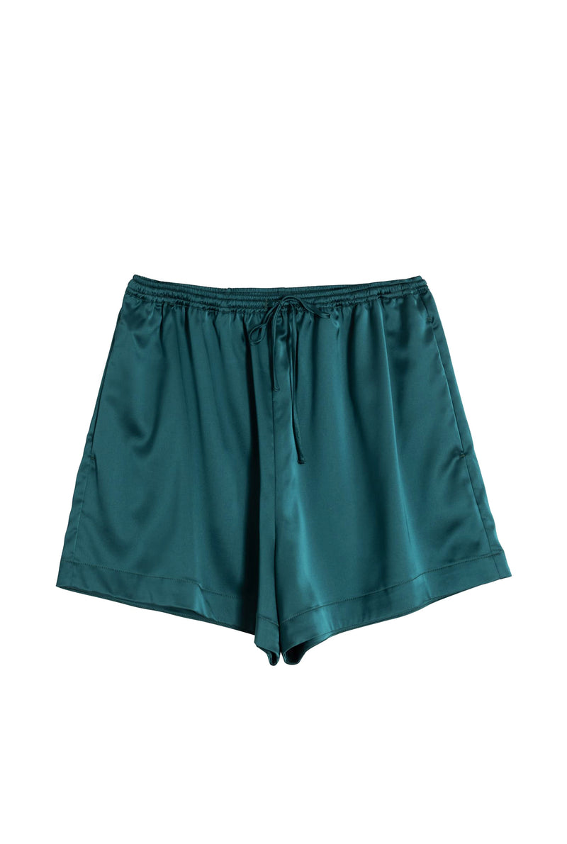 Aly satin shorts emerald green