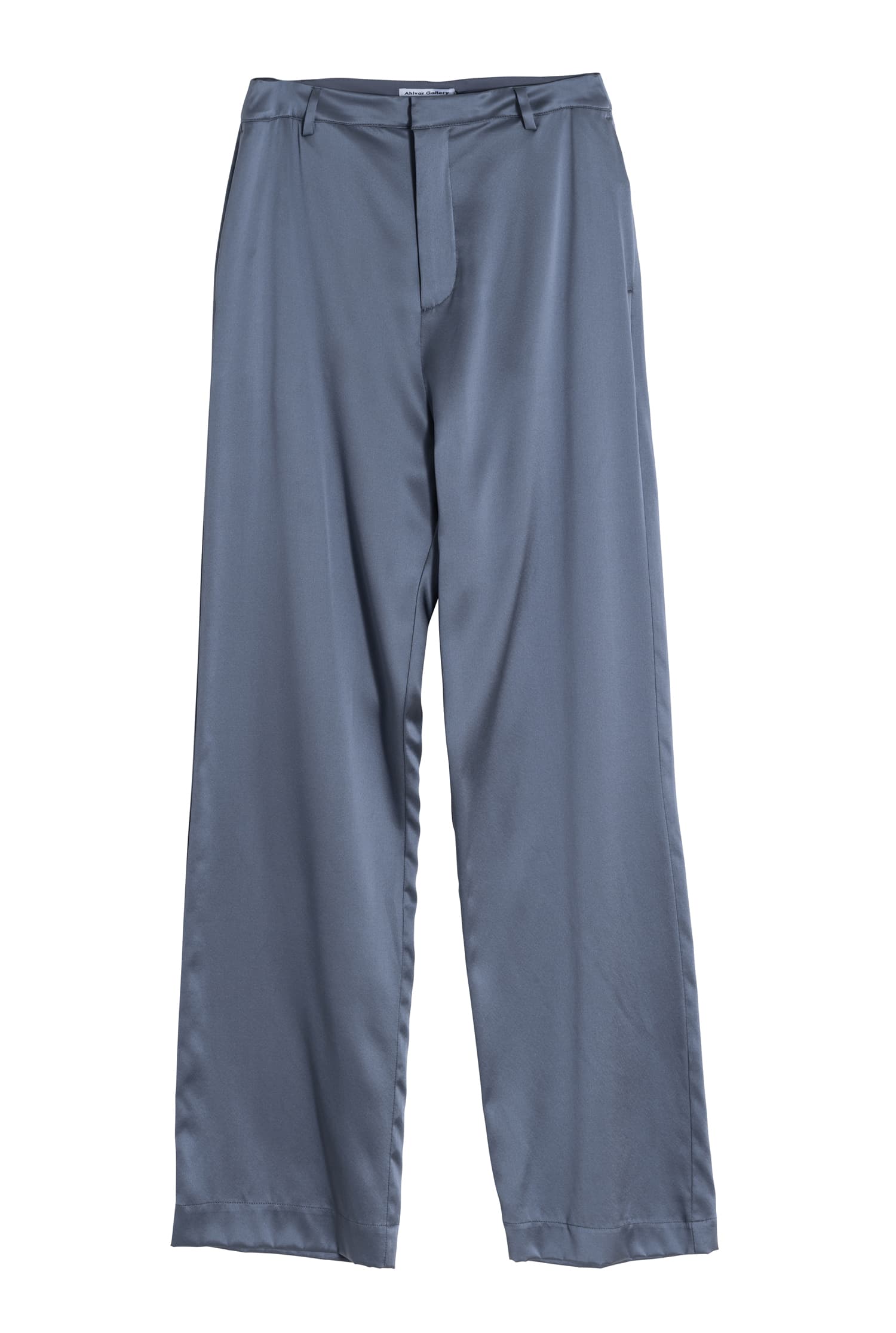 Ava satin silk trousers steel blue