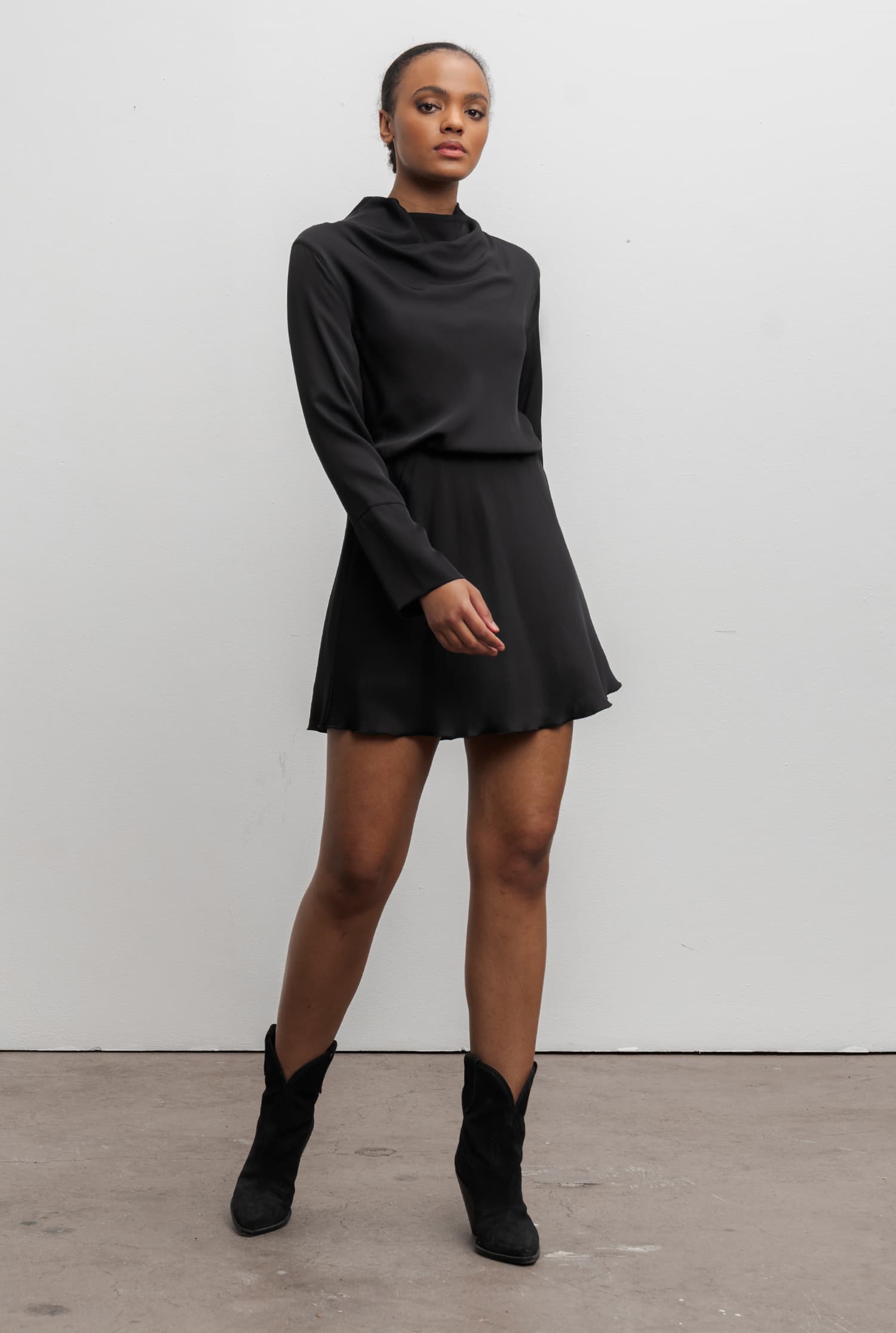 Ayumi silk dress black