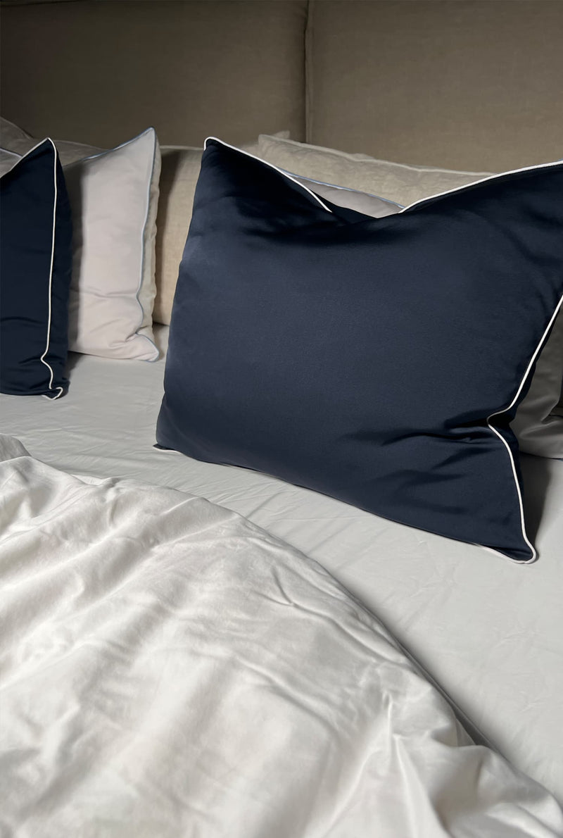 Silk pillow cover blue grey