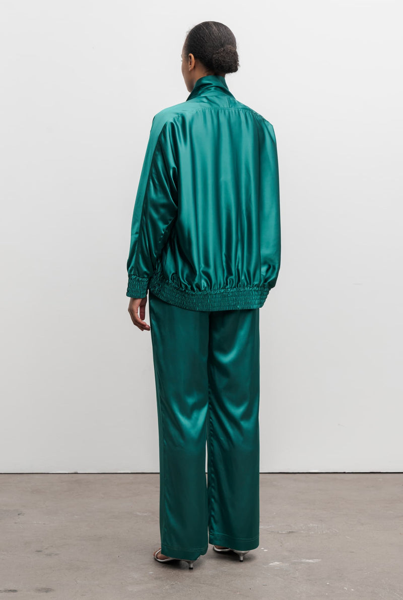 Faith satin jacket emerald green