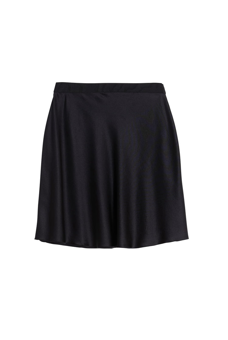 Hana short silk satin skirt black
