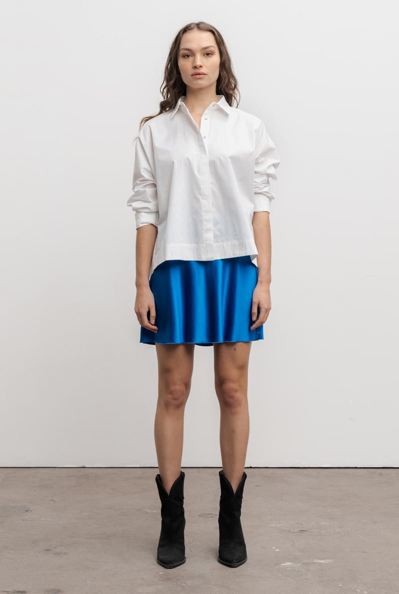 Hana short silk skirt cobalt blue
