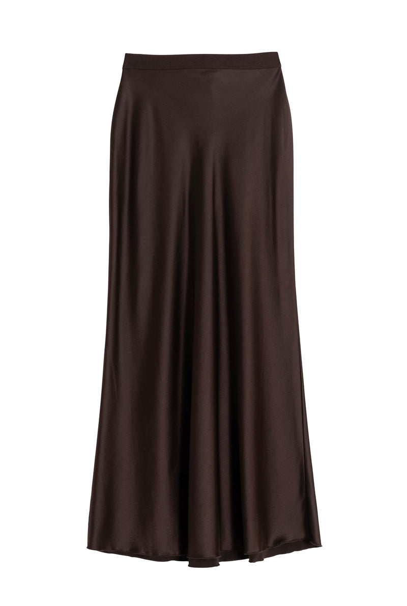Hana silk skirt dark brown