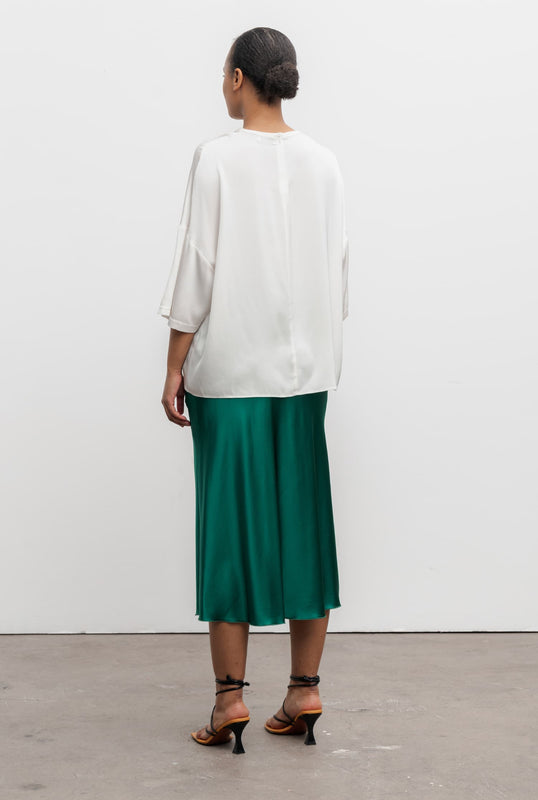 Hana satin silk skirt emerald green