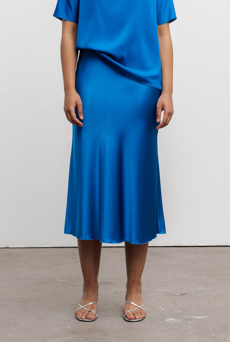 Hana silk skirt cobalt blue