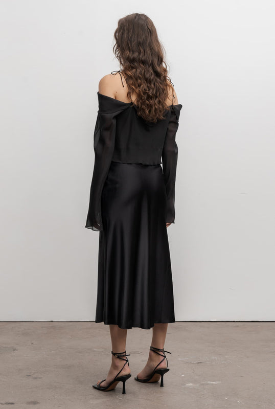 Hina silk blouse black