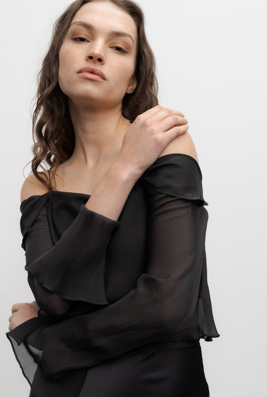 Hina silk blouse black