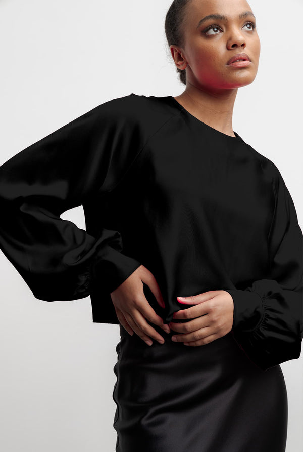 Ida silk blouse black