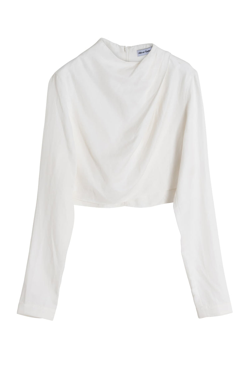 Jade cropped linen blouse offwhite