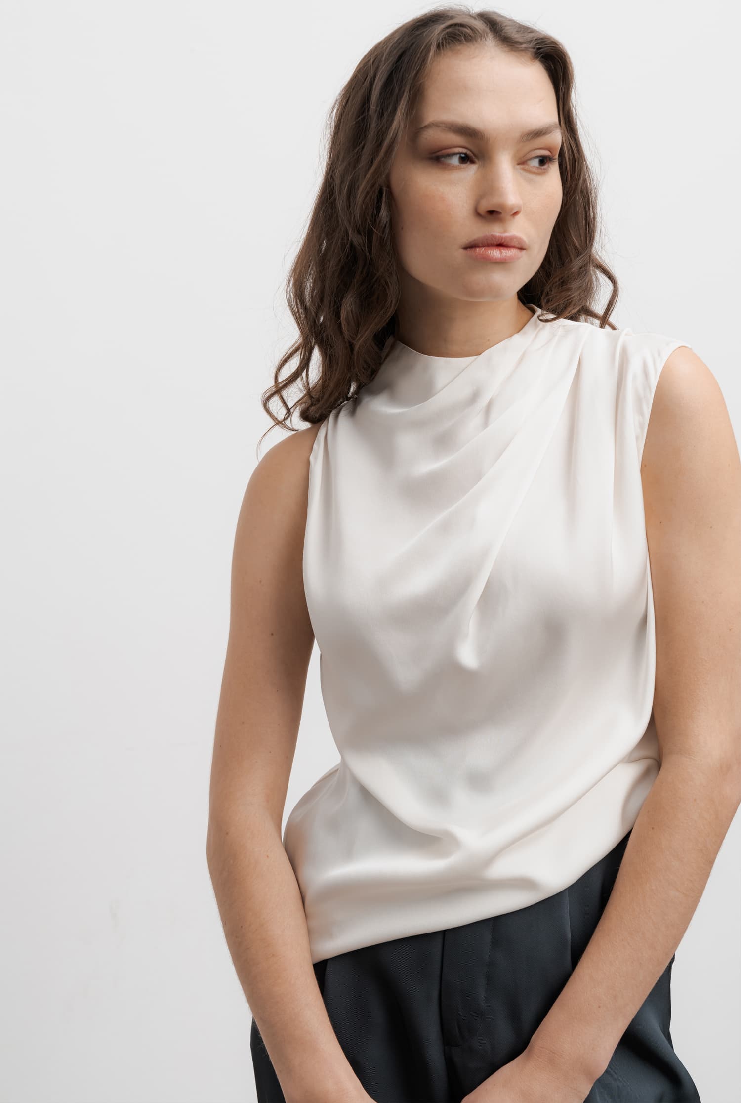 Lima silk tank off-white