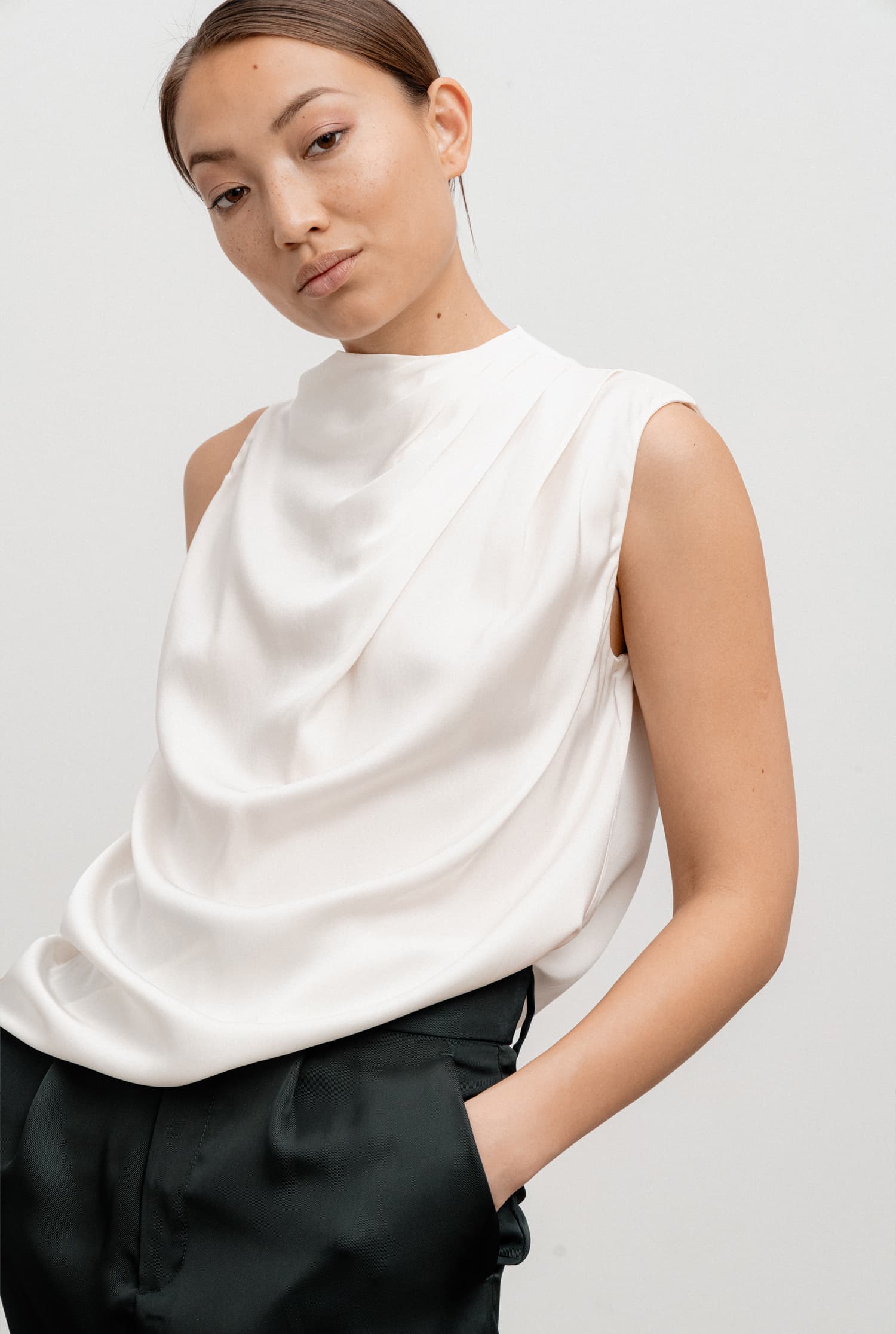 Lima silk tank off-white