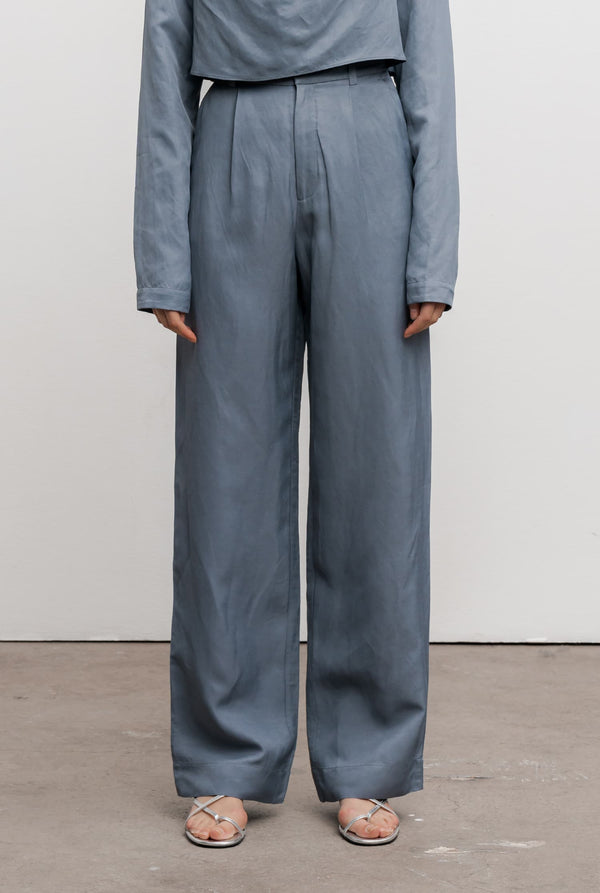 Noma linen trousers steel blue