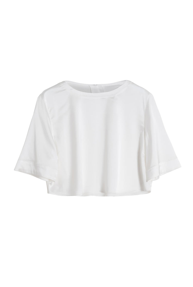Pam cropped satin tee off-white