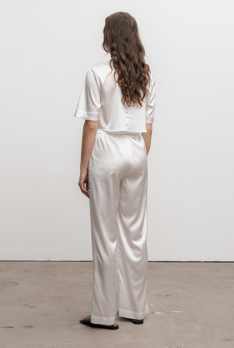Pam cropped satin tee off-white