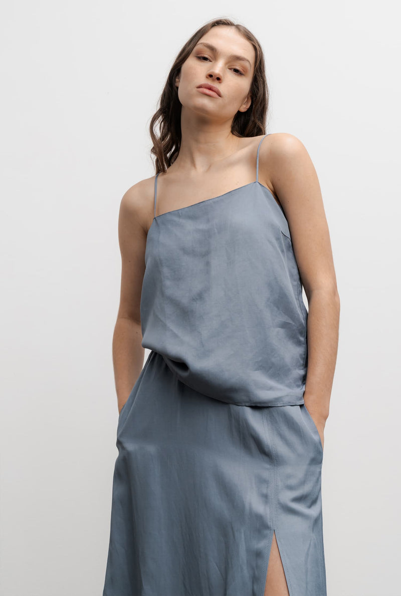 Remi linen tank steel blue