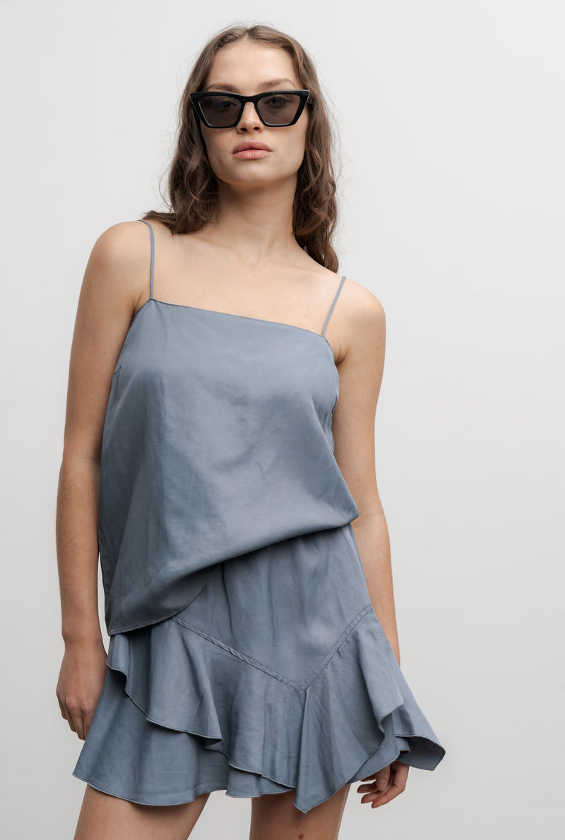 Remi linen tank steel blue