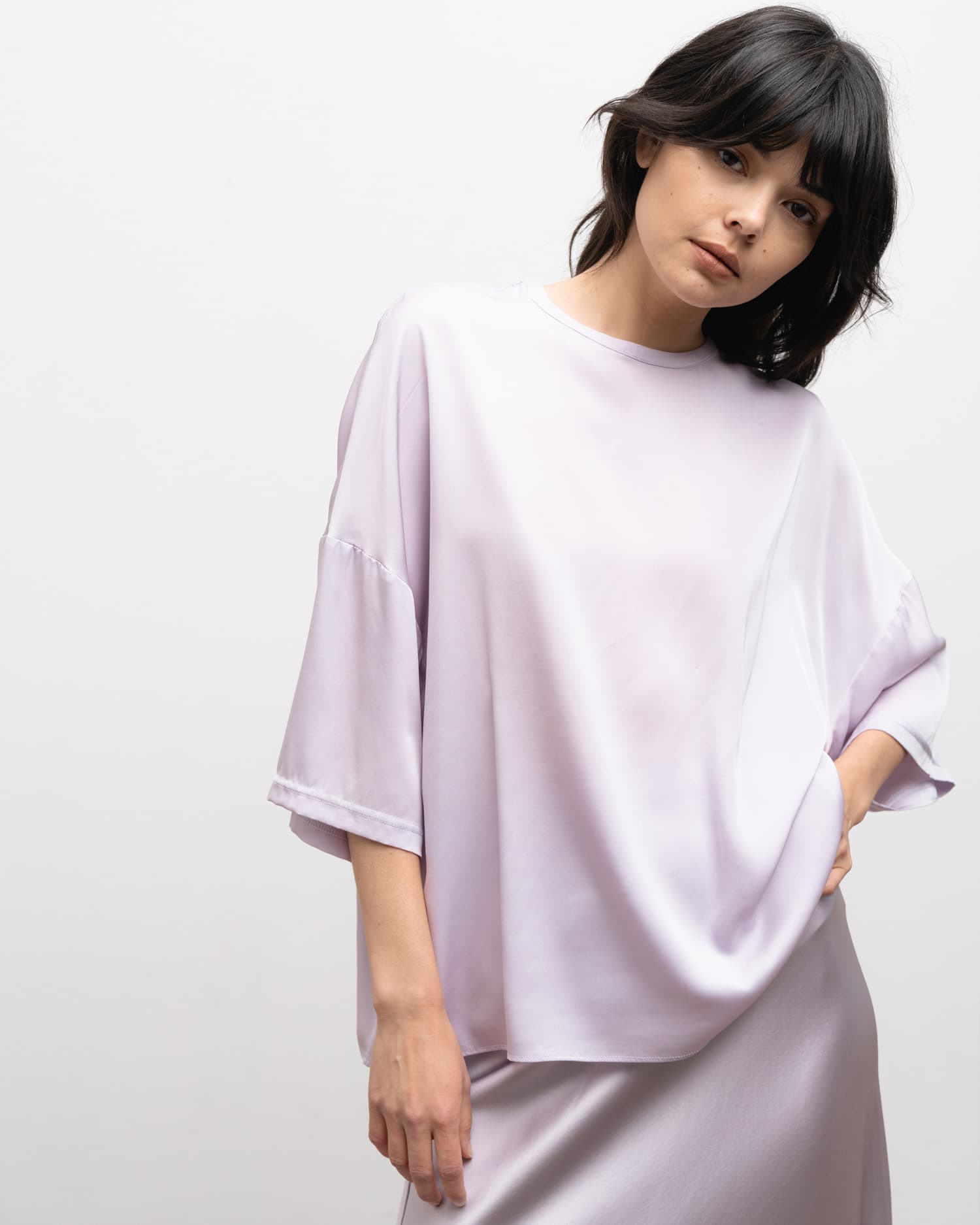 Thess silk tee light purple