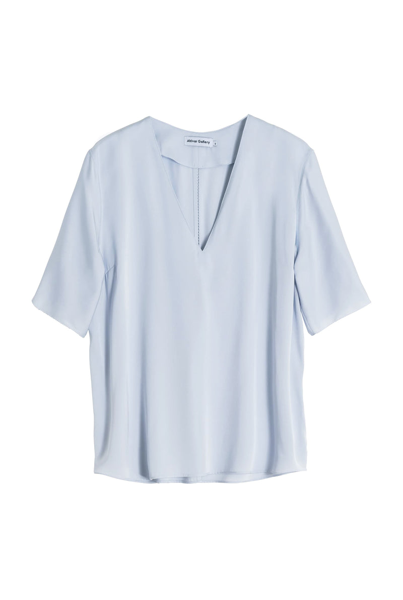 Yoli v-neck silk blouse light blue